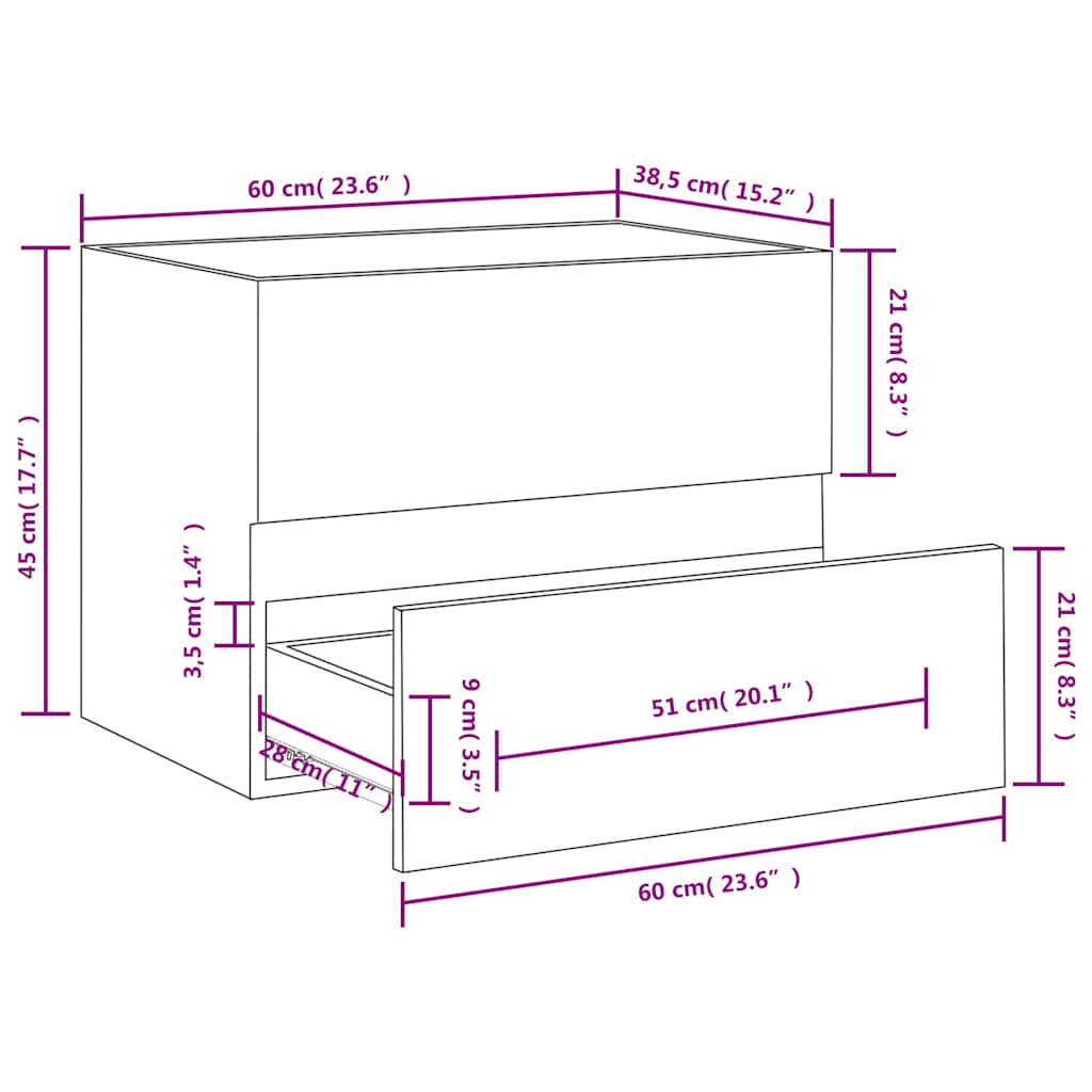 804737 vidaXL Sink Cabinet White 60x38,5x45 cm Engineered Wood