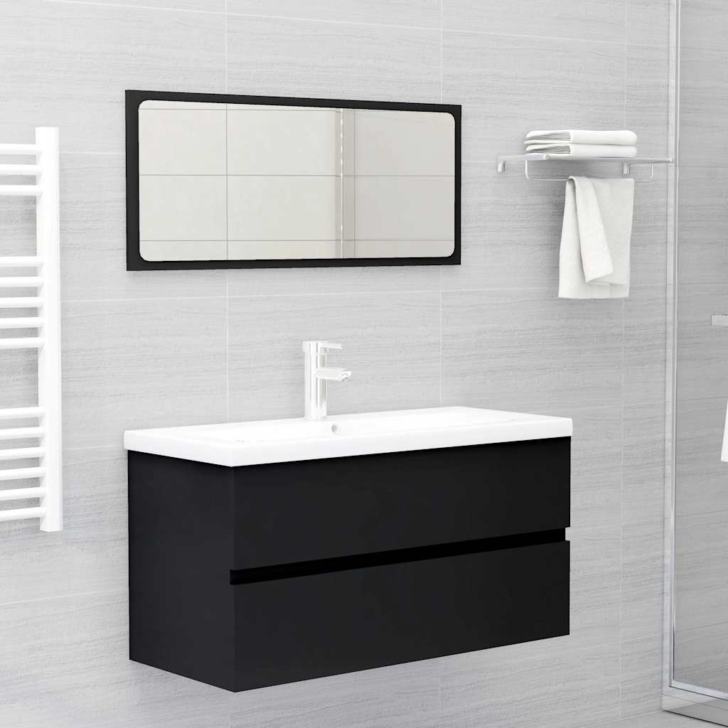 Sink Cabinet | Black | Engineered Wood | 90 x 38.5 x 45 cm | Sink Cabinet