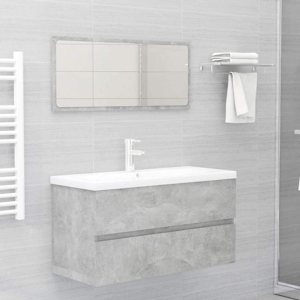 804759 vidaXL Sink Cabinet Concrete Grey 90x38,5x45 cm Engineered Wood