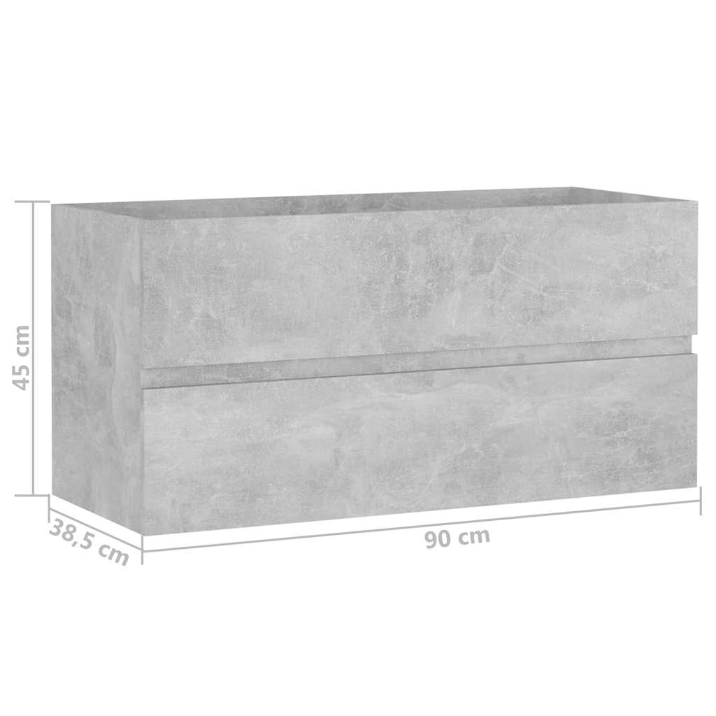 804759 vidaXL Sink Cabinet Concrete Grey 90x38,5x45 cm Engineered Wood