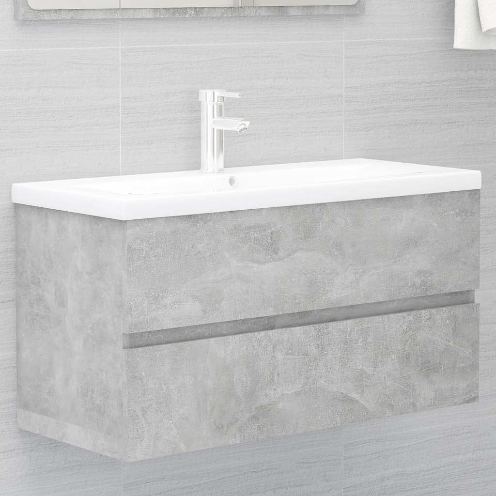 804759 vidaXL Sink Cabinet Concrete Grey 90x38,5x45 cm Engineered Wood