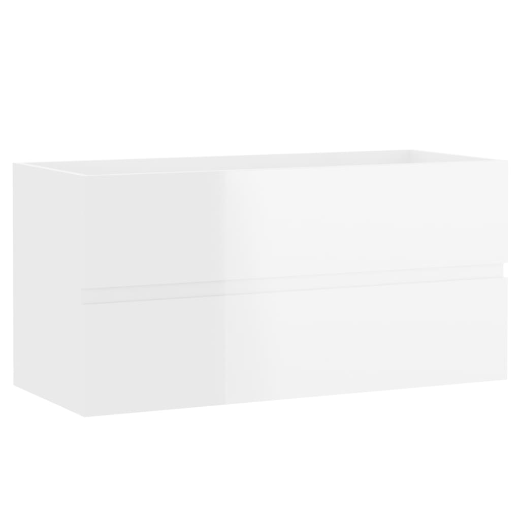 vidaXL Sink Cabinet High Gloss White 90x38.5x45 cm Engineered Wood