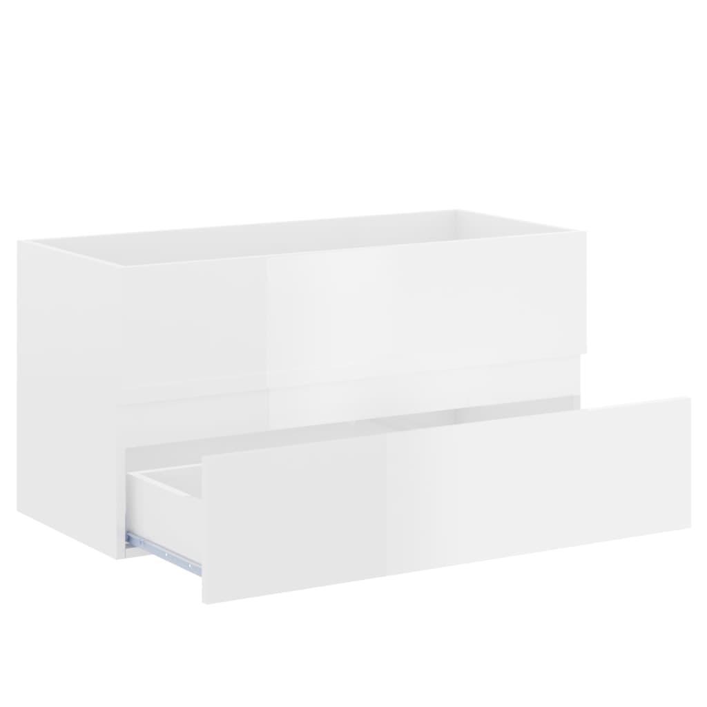 vidaXL Sink Cabinet High Gloss White 90x38.5x45 cm Engineered Wood