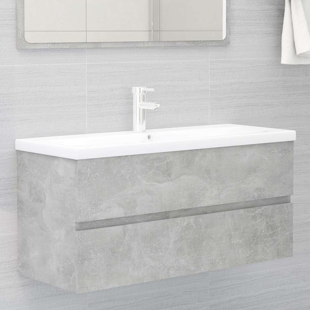 804768 vidaXL Sink Cabinet Concrete Grey 100x38,5x45 cm Engineered Wood