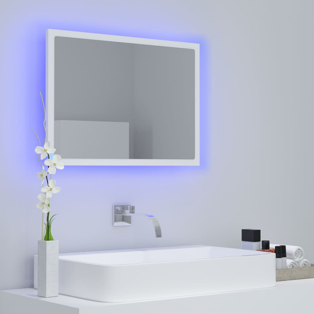 vidaXL LED Bathroom Mirror White 60x8.5x37 cm Acrylic