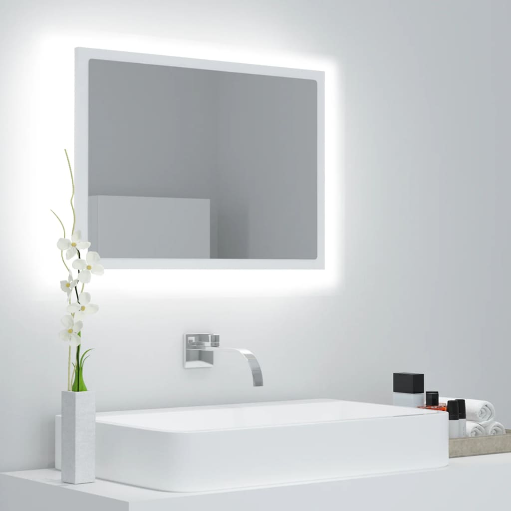 vidaXL LED Bathroom Mirror White 60x8.5x37 cm Acrylic