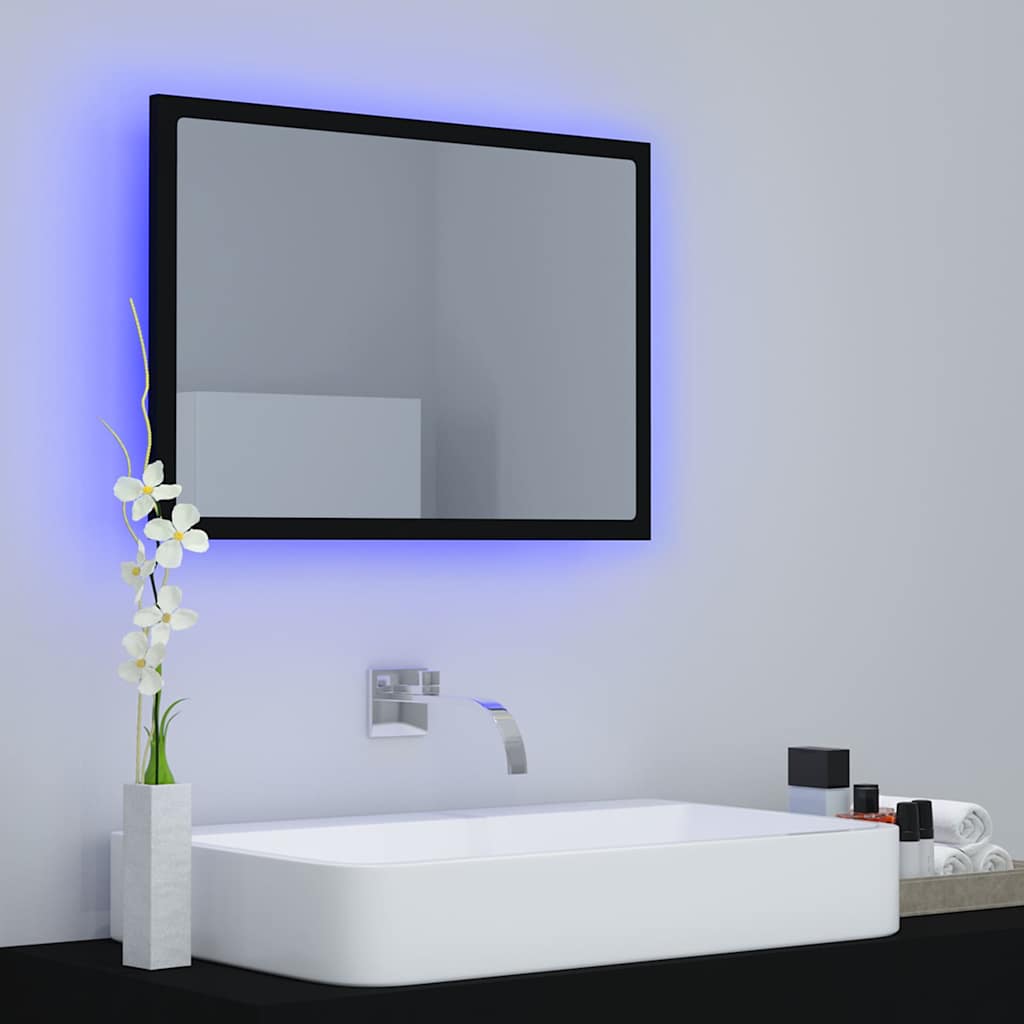 804917 vidaXL LED Bathroom Mirror Black 60x8,5x37 cm Acrylic