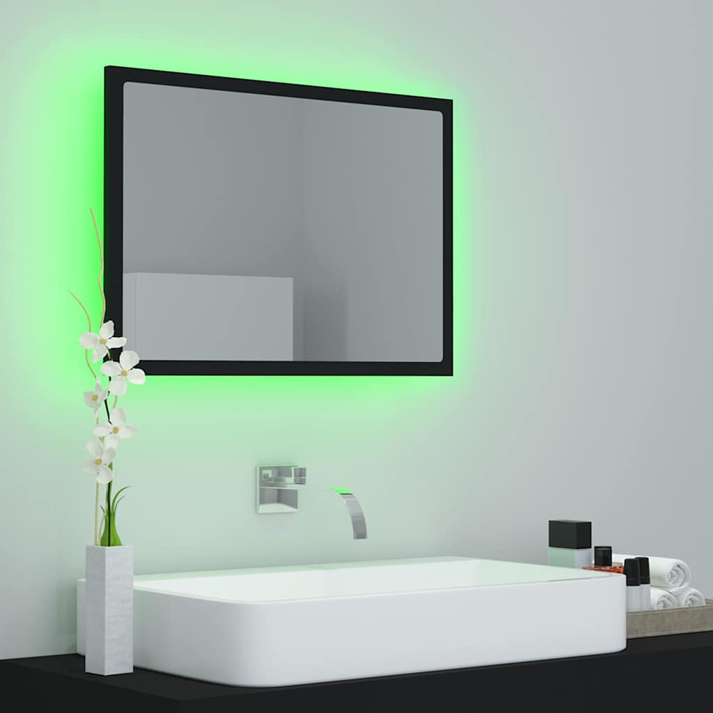 804917 vidaXL LED Bathroom Mirror Black 60x8,5x37 cm Acrylic