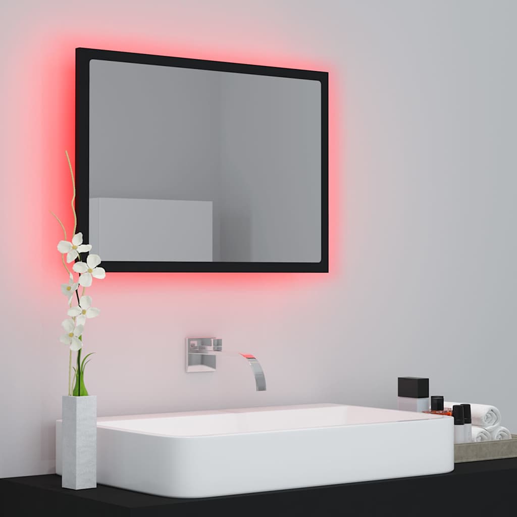 804917 vidaXL LED Bathroom Mirror Black 60x8,5x37 cm Acrylic