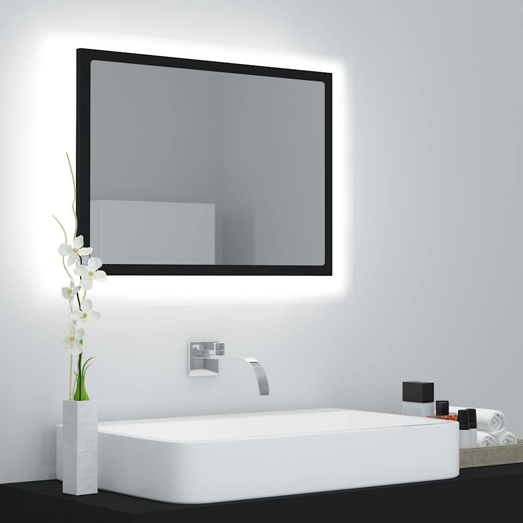 804917 vidaXL LED Bathroom Mirror Black 60x8,5x37 cm Acrylic
