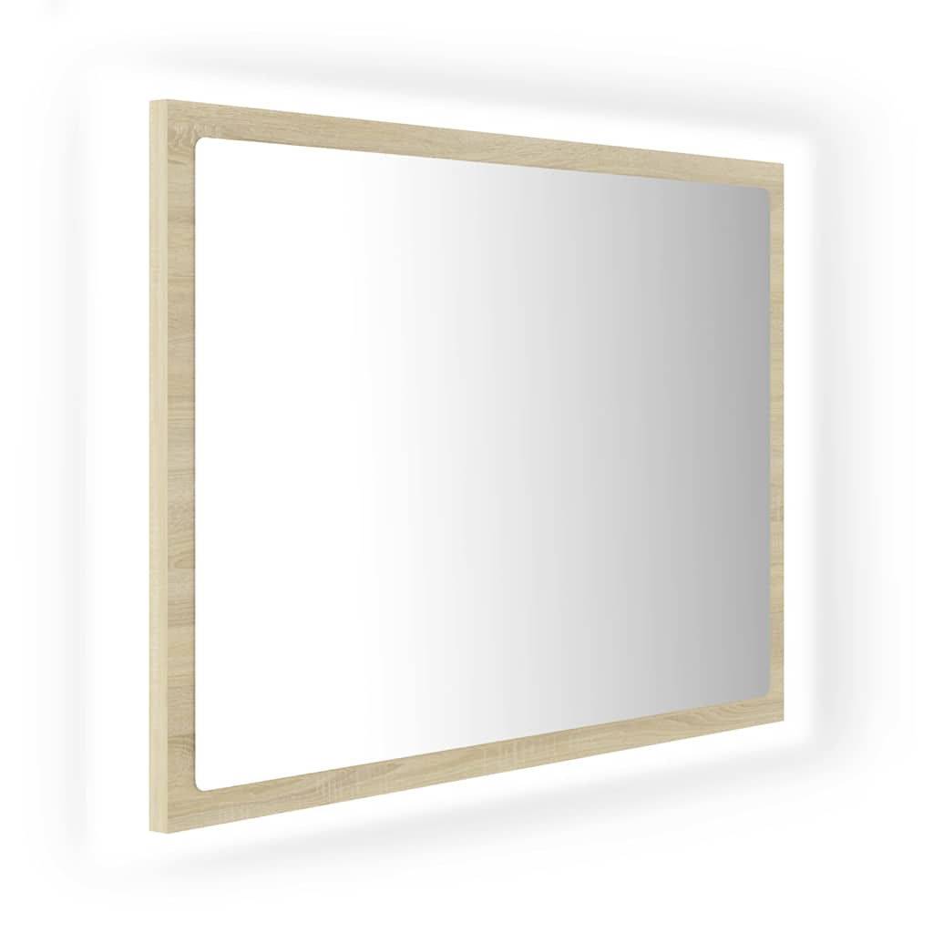 804919 vidaXL LED Bathroom Mirror Sonoma Oak 60x8,5x37 cm Acrylic