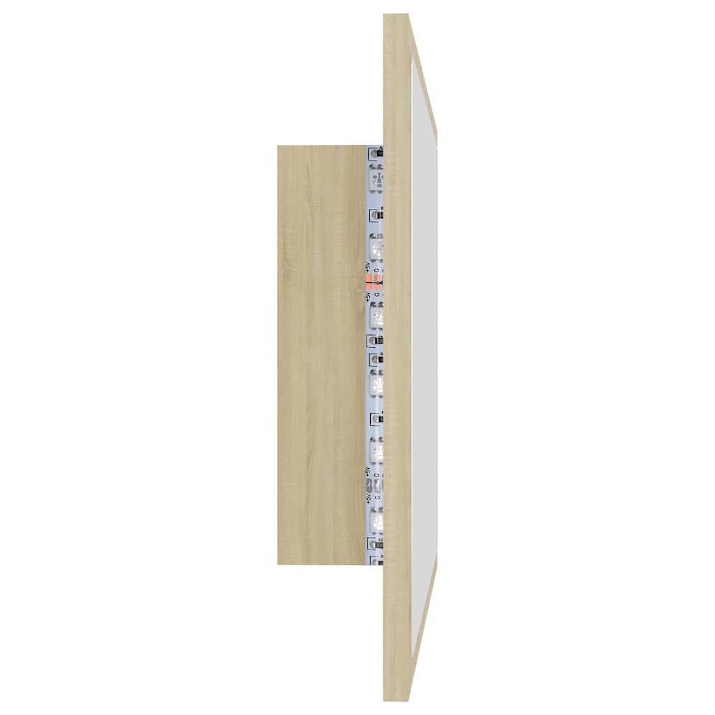 804919 vidaXL LED Bathroom Mirror Sonoma Oak 60x8,5x37 cm Acrylic