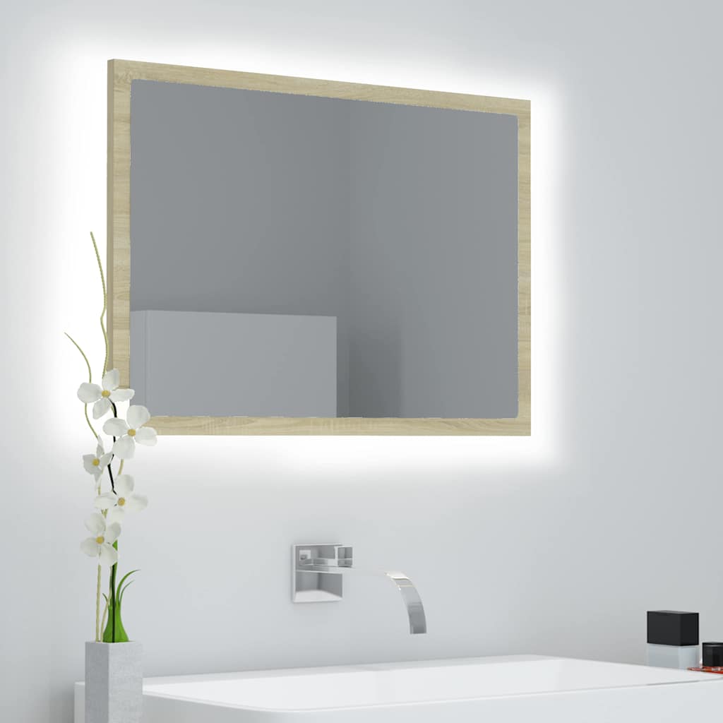 804919 vidaXL LED Bathroom Mirror Sonoma Oak 60x8,5x37 cm Acrylic