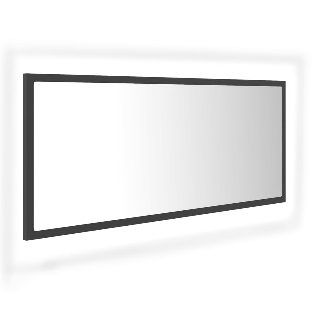 vidaXL LED Bathroom Mirror Grey 100x8.5x37 cm Acrylic