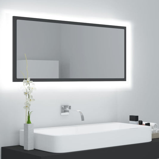 vidaXL LED Bathroom Mirror Grey 100x8.5x37 cm Acrylic