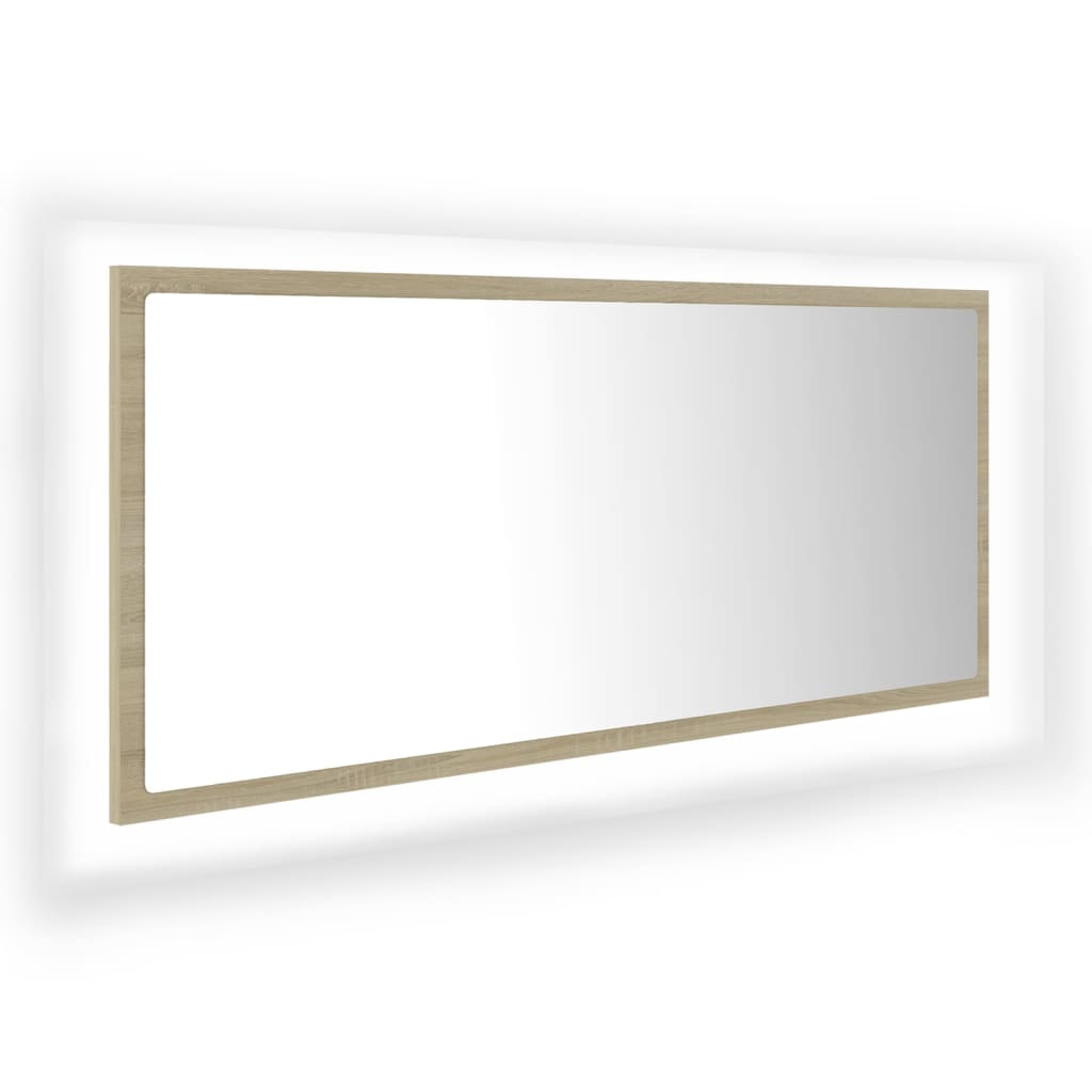 804943 vidaXL LED Bathroom Mirror Sonoma Oak 100x8,5x37 cm Acrylic
