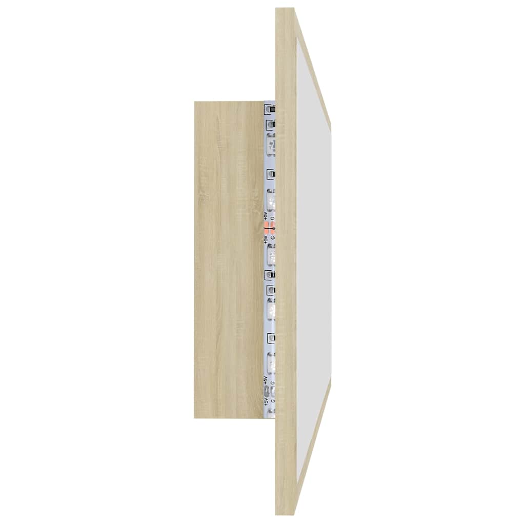 804943 vidaXL LED Bathroom Mirror Sonoma Oak 100x8,5x37 cm Acrylic