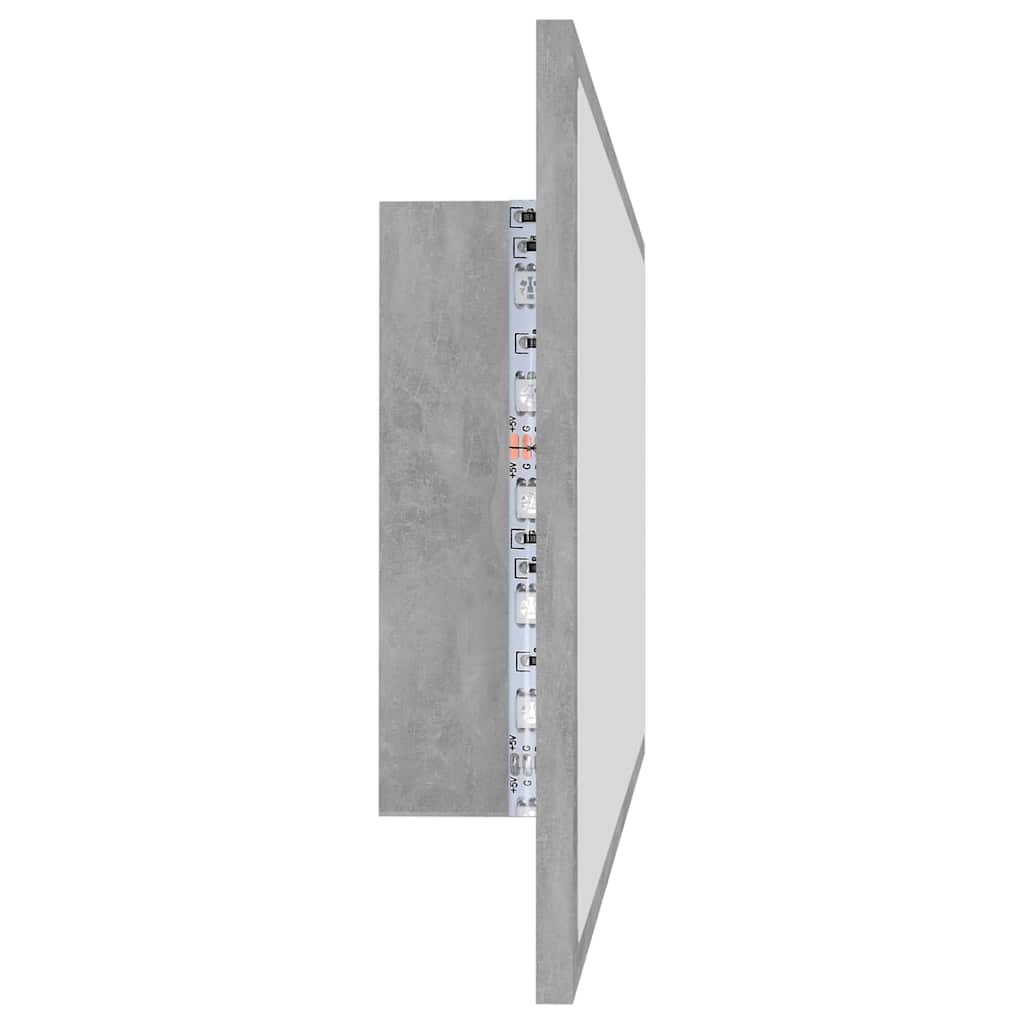 804944 vidaXL LED Bathroom Mirror Concrete Grey 100x8,5x37 cm Acrylic