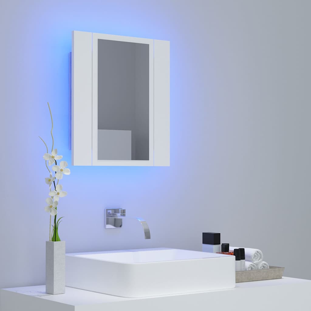 804948 vidaXL LED Bathroom Mirror Cabinet White 40x12x45 cm Acrylic