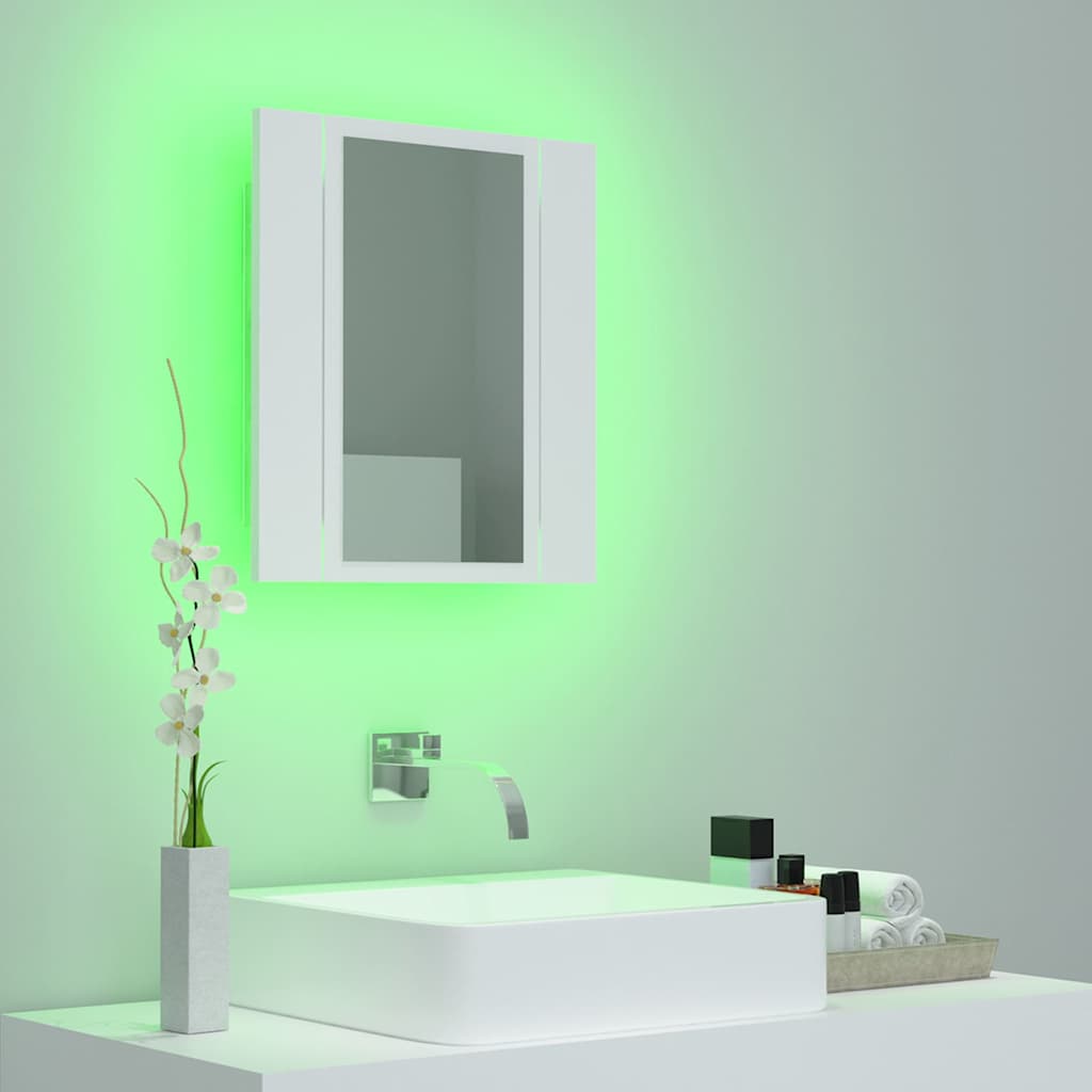 804948 vidaXL LED Bathroom Mirror Cabinet White 40x12x45 cm Acrylic