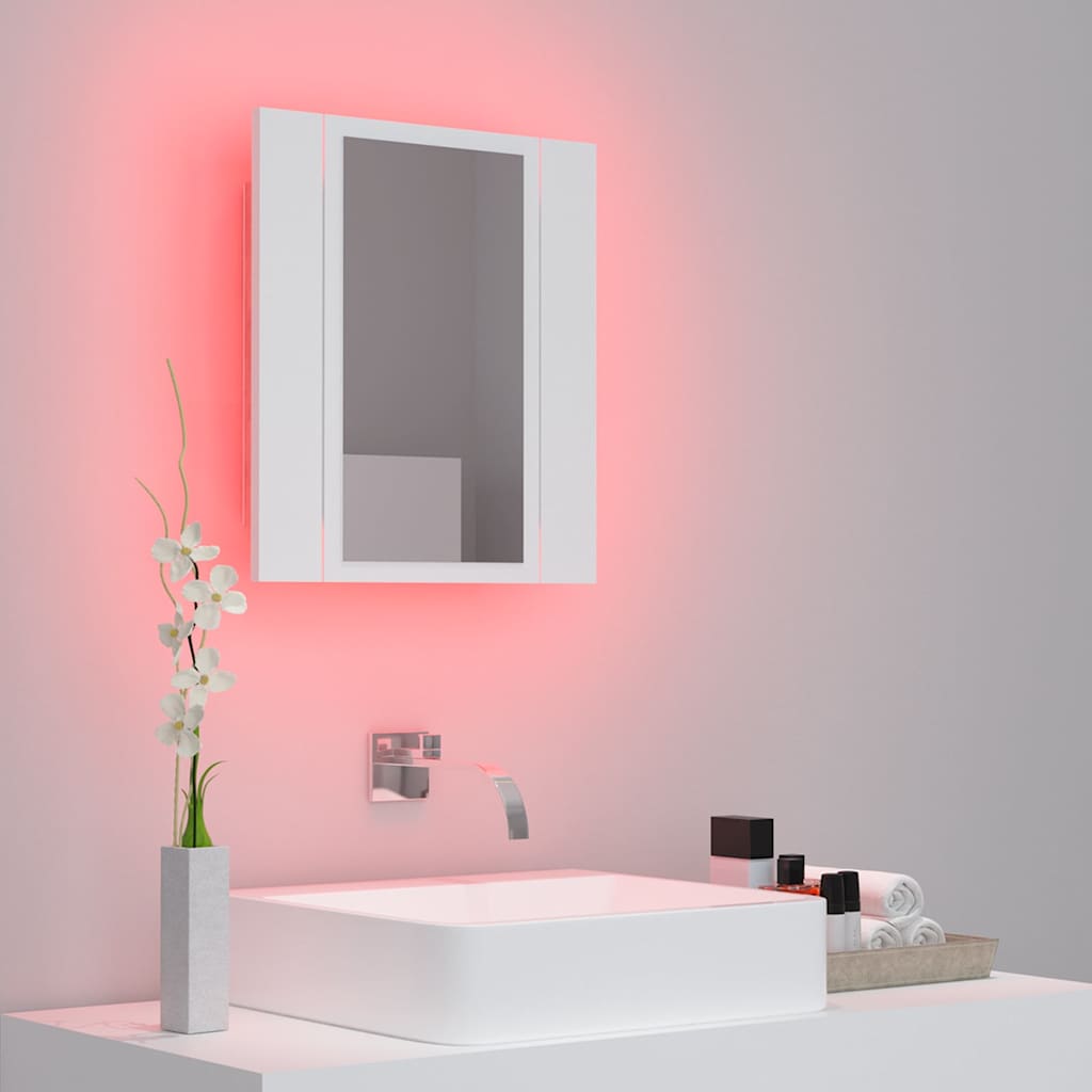 804948 vidaXL LED Bathroom Mirror Cabinet White 40x12x45 cm Acrylic