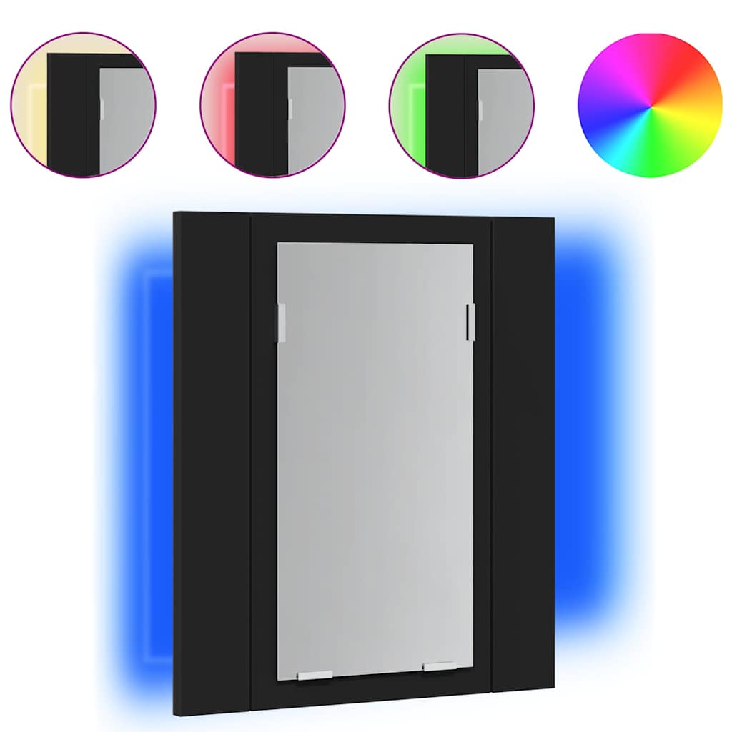 804949 vidaXL LED Bathroom Mirror Cabinet Black 40x12x45 cm Acrylic
