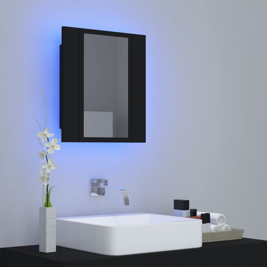 vidaXL LED Bathroom Mirror Cabinet Black 40x12x45 cm Acrylic