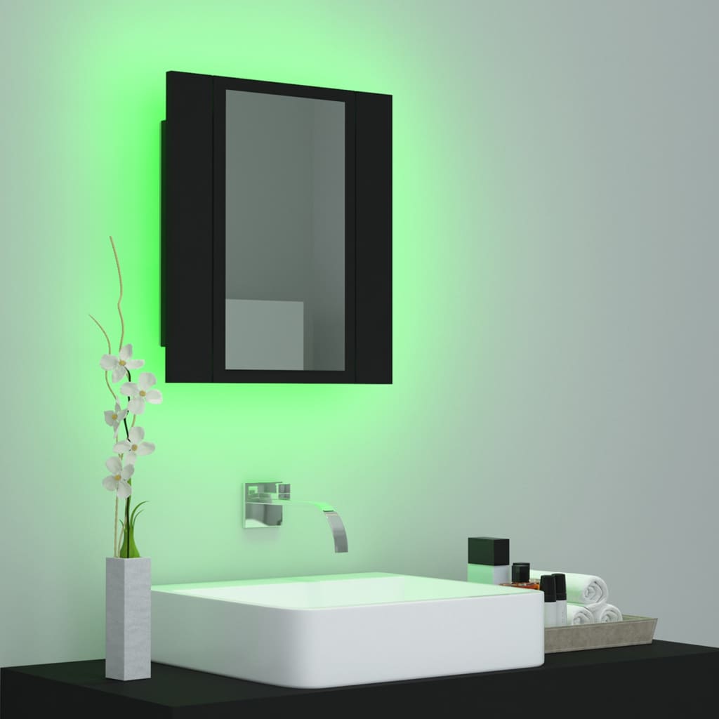 vidaXL LED Bathroom Mirror Cabinet Black 40x12x45 cm Acrylic