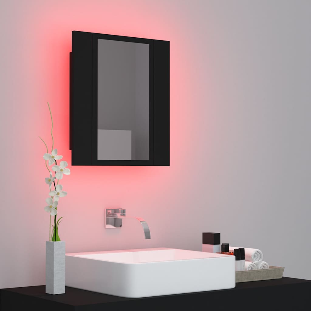 804949 vidaXL LED Bathroom Mirror Cabinet Black 40x12x45 cm Acrylic