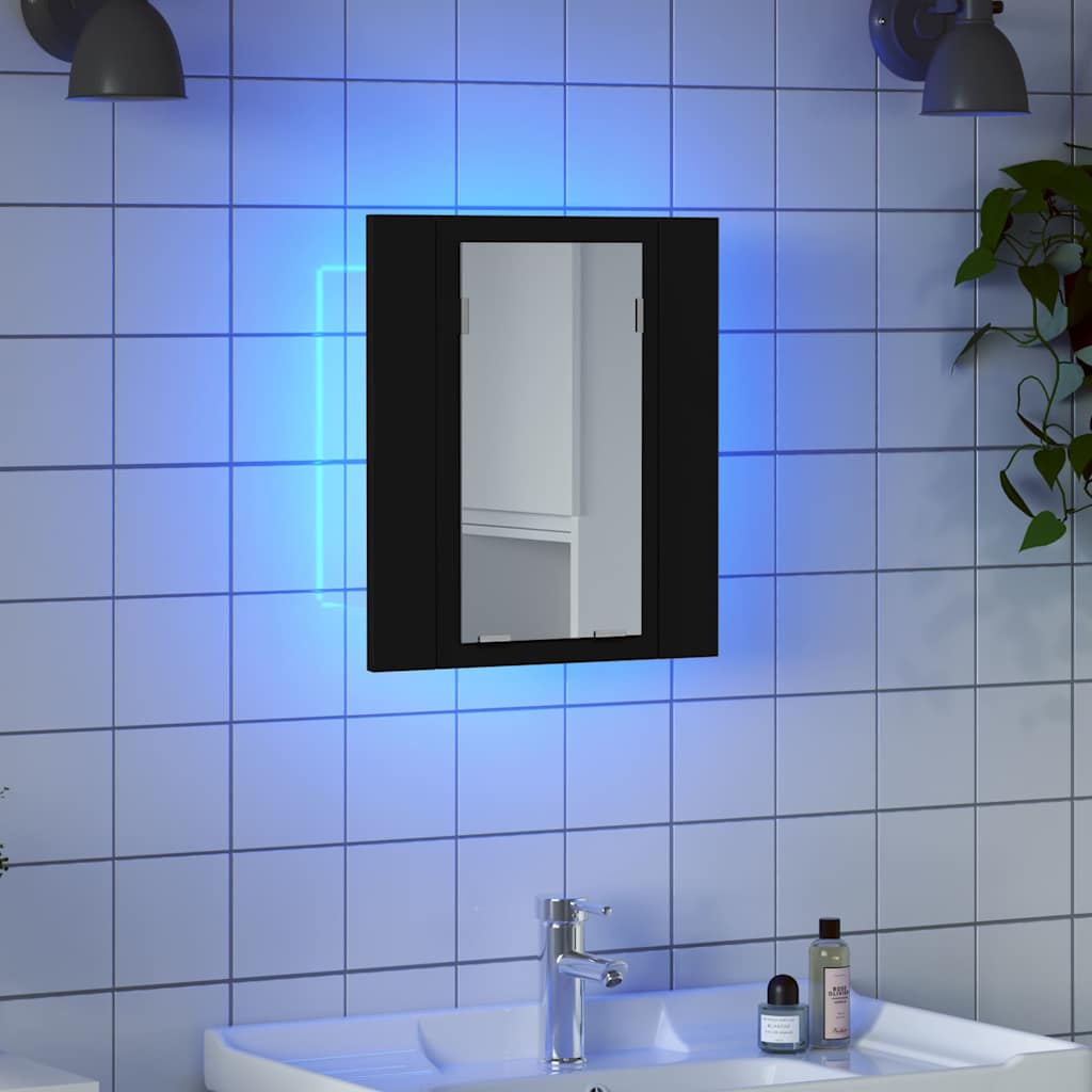 804949 vidaXL LED Bathroom Mirror Cabinet Black 40x12x45 cm Acrylic