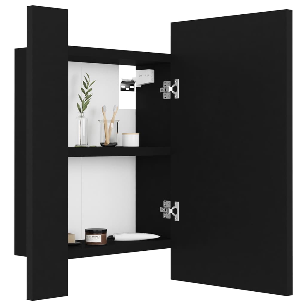 vidaXL LED Bathroom Mirror Cabinet Black 40x12x45 cm Acrylic