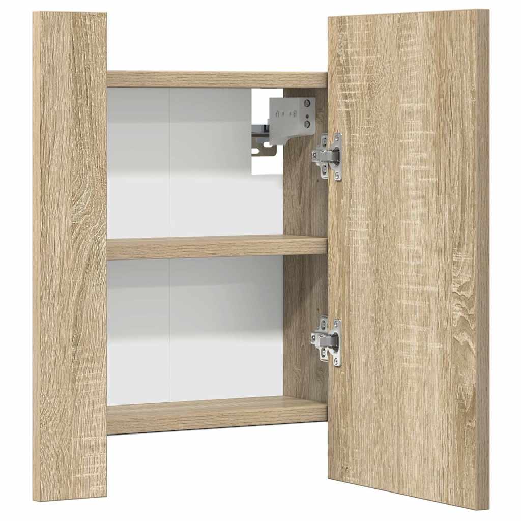 804951 vidaXL LED Bathroom Mirror Cabinet Sonoma Oak 40x12x45 cm Acrylic