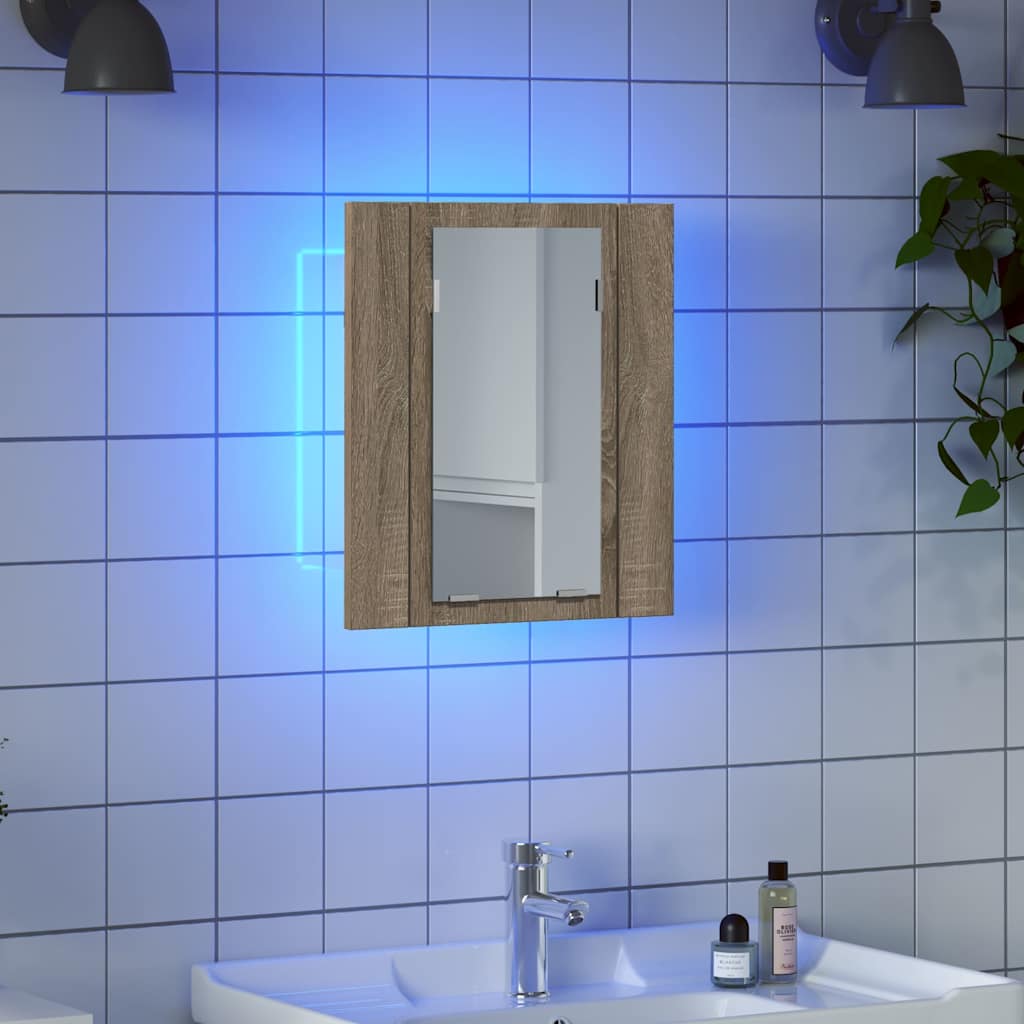 804951 vidaXL LED Bathroom Mirror Cabinet Sonoma Oak 40x12x45 cm Acrylic