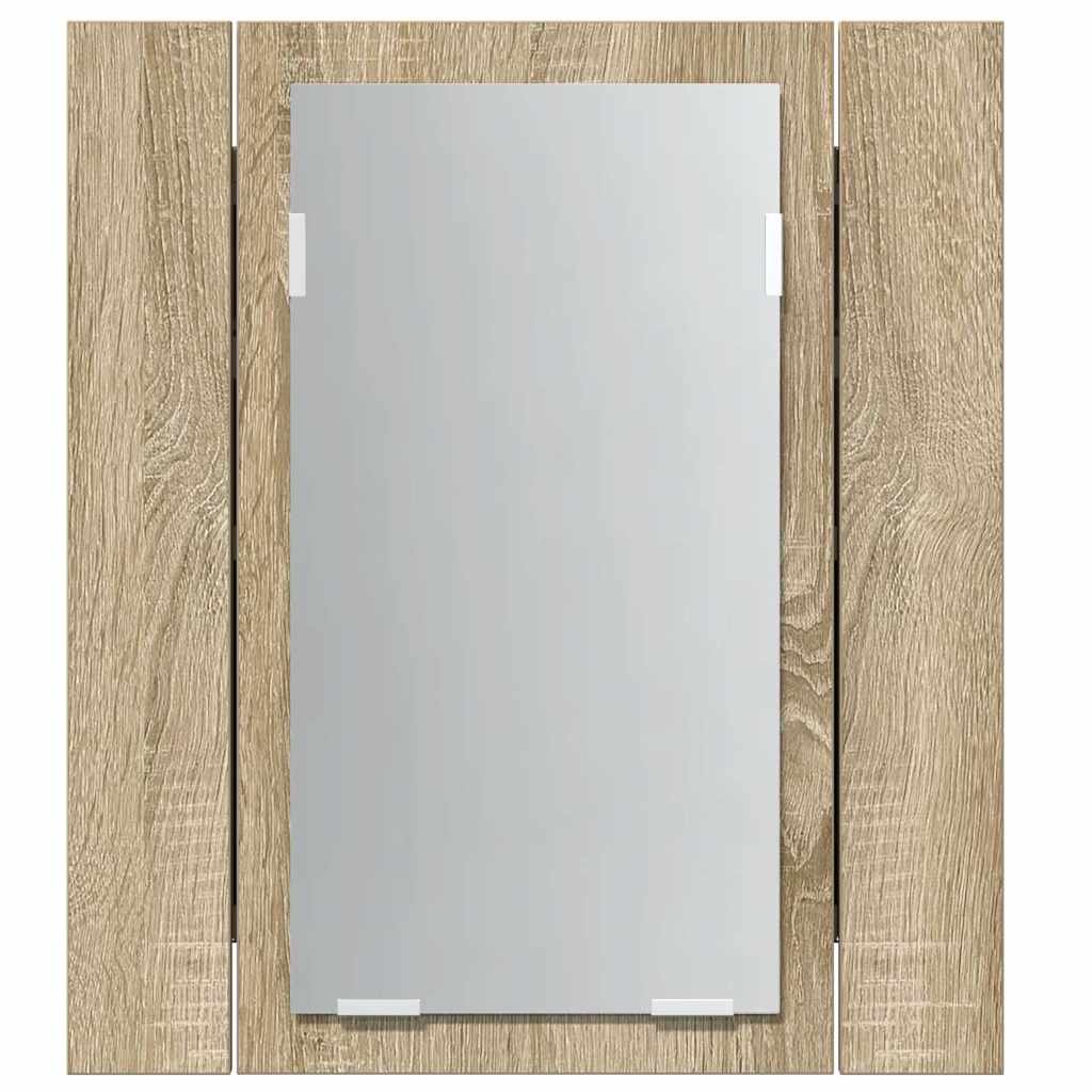 804951 vidaXL LED Bathroom Mirror Cabinet Sonoma Oak 40x12x45 cm Acrylic