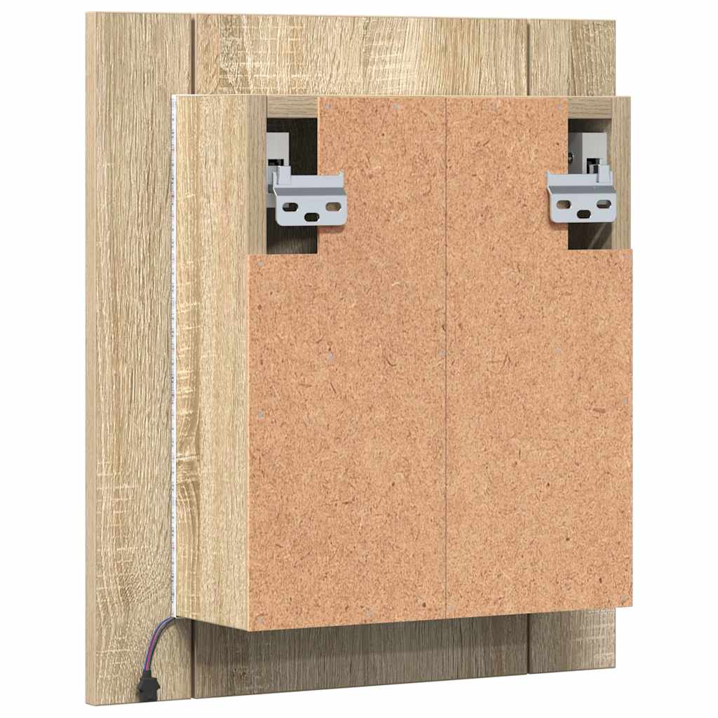 804951 vidaXL LED Bathroom Mirror Cabinet Sonoma Oak 40x12x45 cm Acrylic