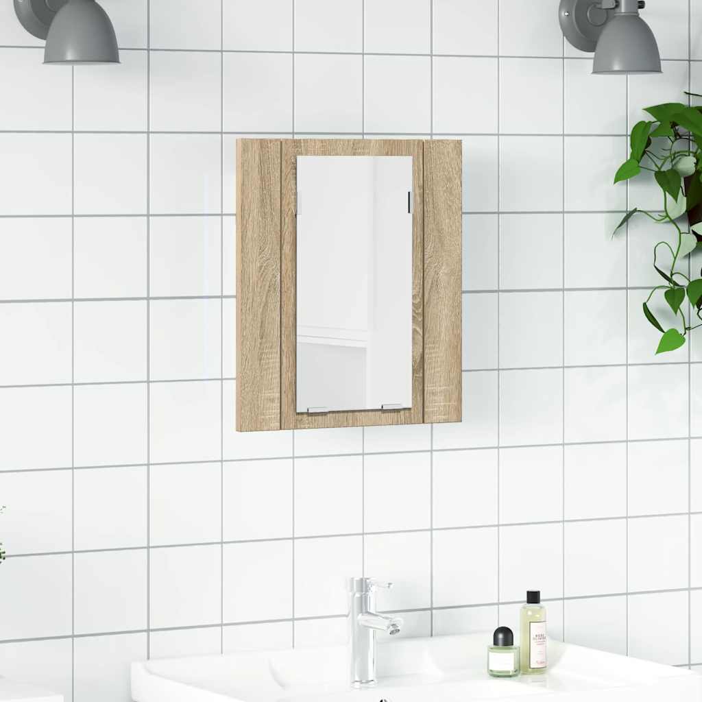 804951 vidaXL LED Bathroom Mirror Cabinet Sonoma Oak 40x12x45 cm Acrylic