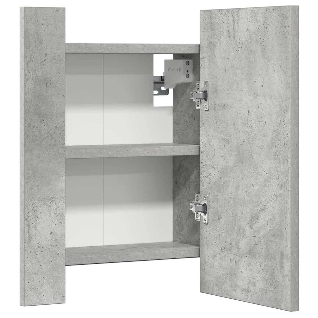 804952 vidaXL LED Bathroom Mirror Cabinet Concrete Grey 40x12x45 cm Acrylic