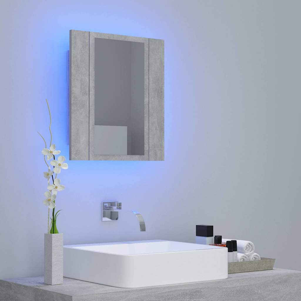 804952 vidaXL LED Bathroom Mirror Cabinet Concrete Grey 40x12x45 cm Acrylic