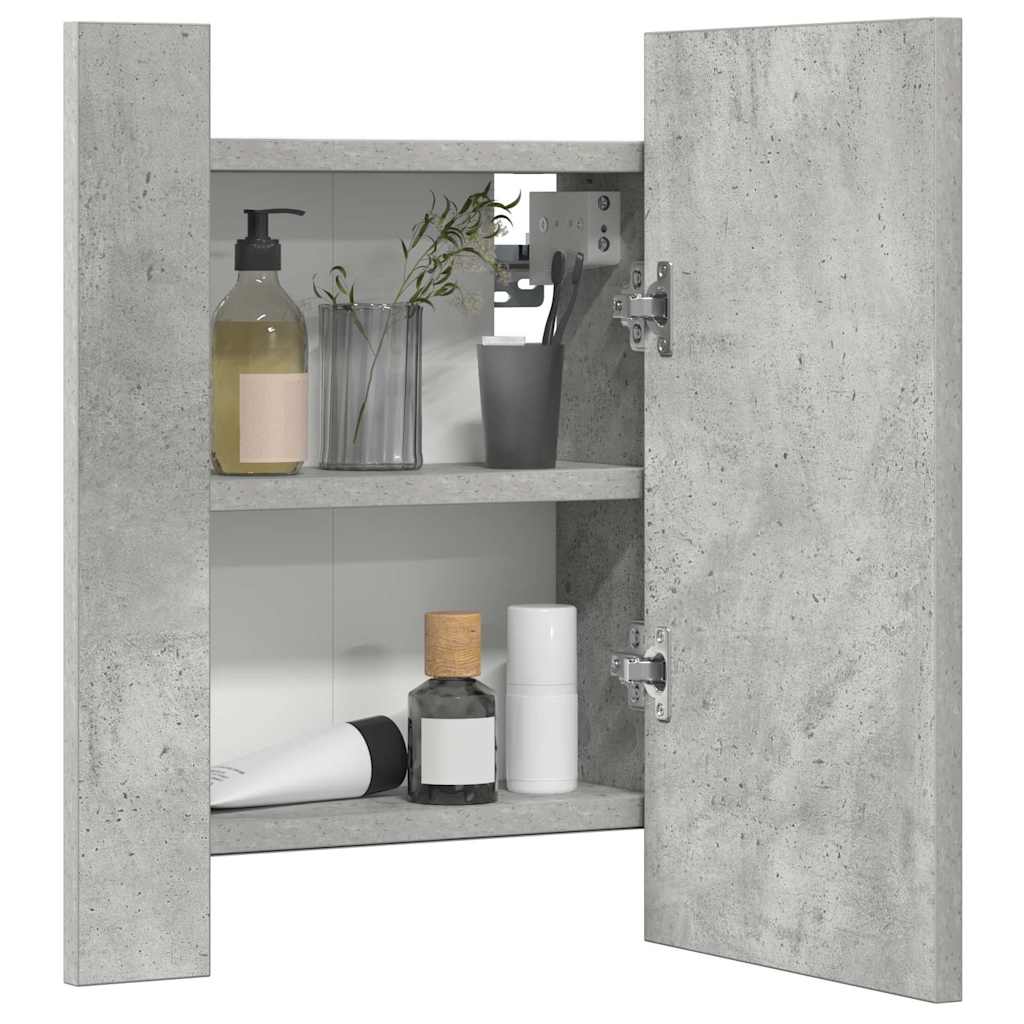 804952 vidaXL LED Bathroom Mirror Cabinet Concrete Grey 40x12x45 cm Acrylic