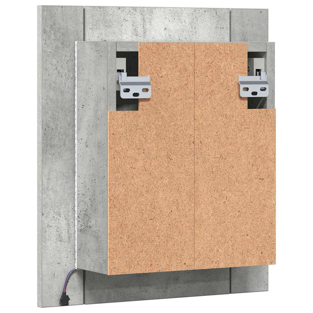 804952 vidaXL LED Bathroom Mirror Cabinet Concrete Grey 40x12x45 cm Acrylic