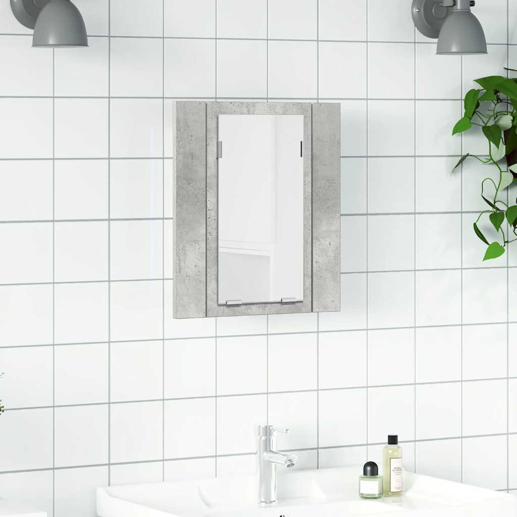 804952 vidaXL LED Bathroom Mirror Cabinet Concrete Grey 40x12x45 cm Acrylic