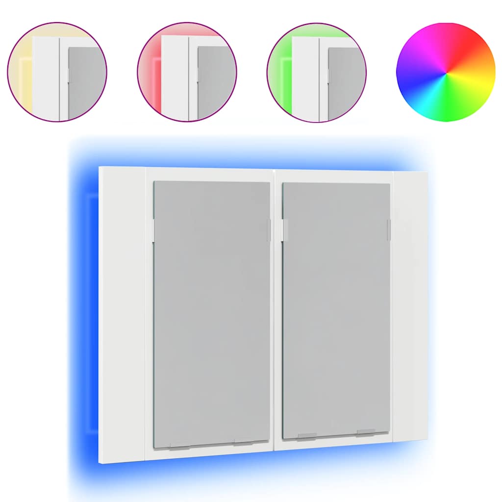 804956 vidaXL LED Bathroom Mirror Cabinet White 60x12x45 cm Acrylic