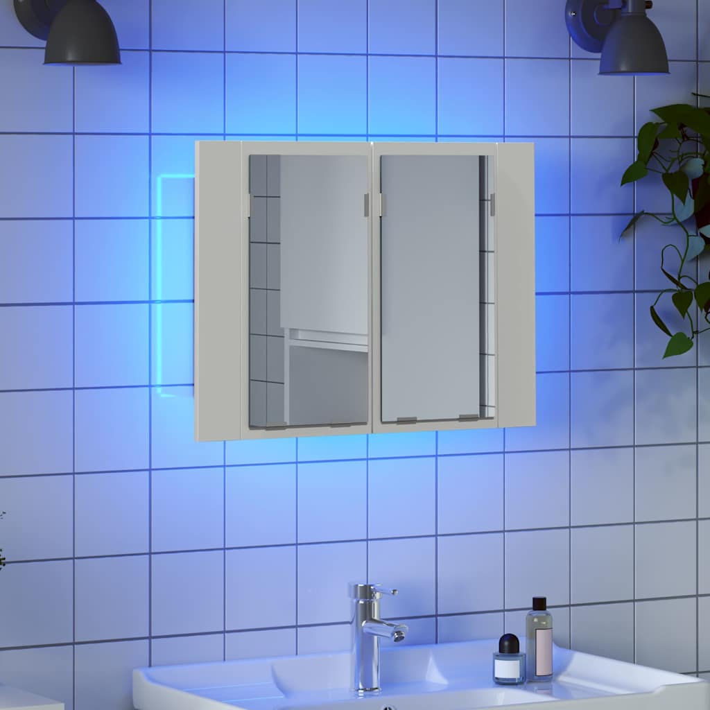 804956 vidaXL LED Bathroom Mirror Cabinet White 60x12x45 cm Acrylic