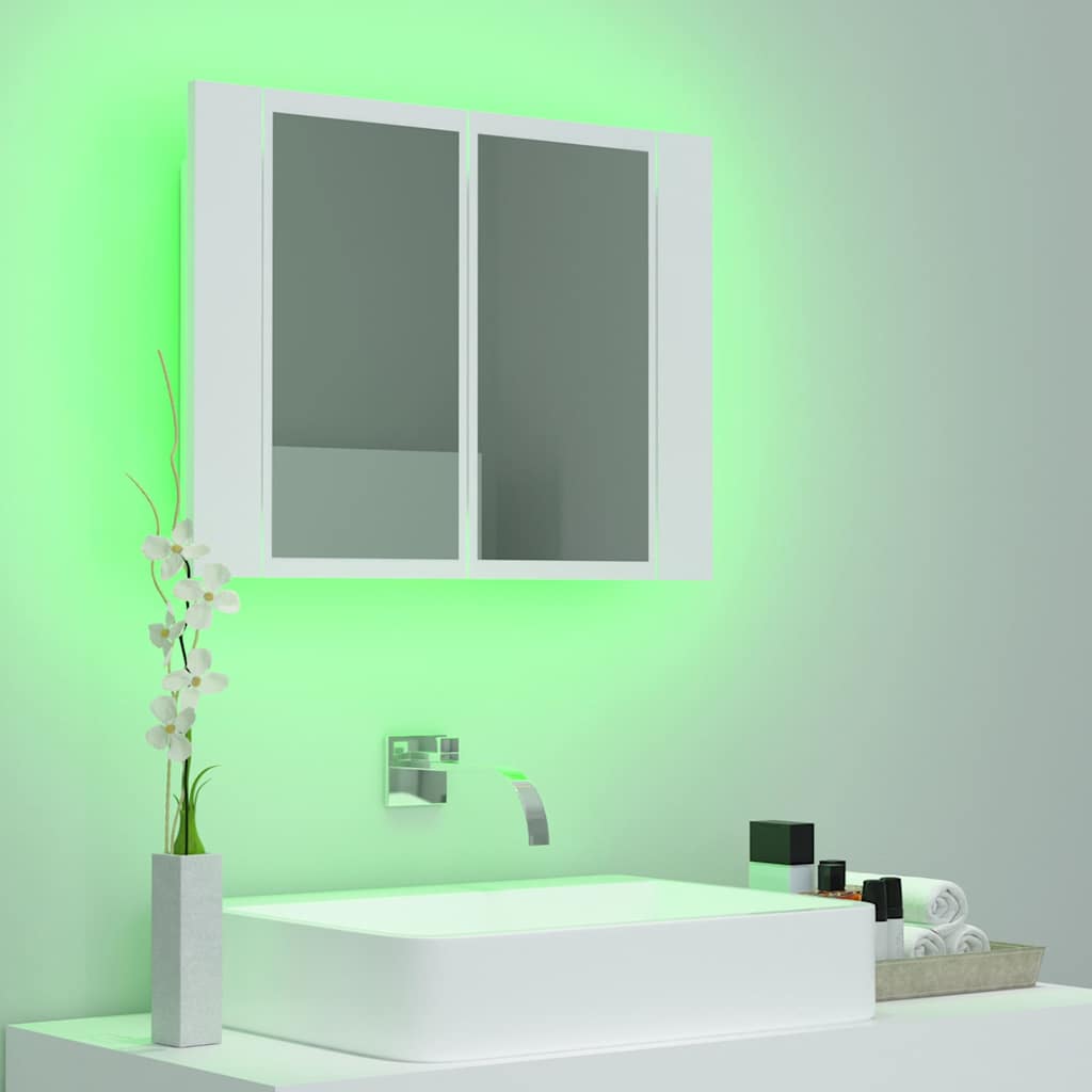 804956 vidaXL LED Bathroom Mirror Cabinet White 60x12x45 cm Acrylic