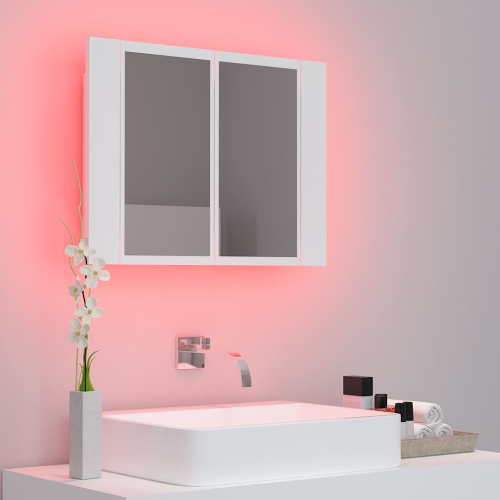804956 vidaXL LED Bathroom Mirror Cabinet White 60x12x45 cm Acrylic
