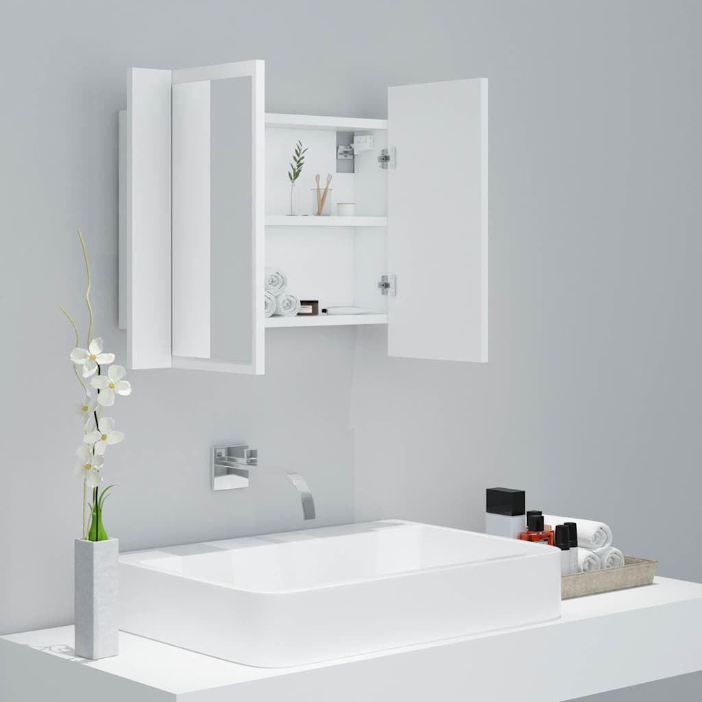 804956 vidaXL LED Bathroom Mirror Cabinet White 60x12x45 cm Acrylic
