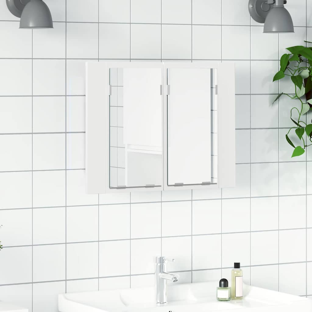 804956 vidaXL LED Bathroom Mirror Cabinet White 60x12x45 cm Acrylic