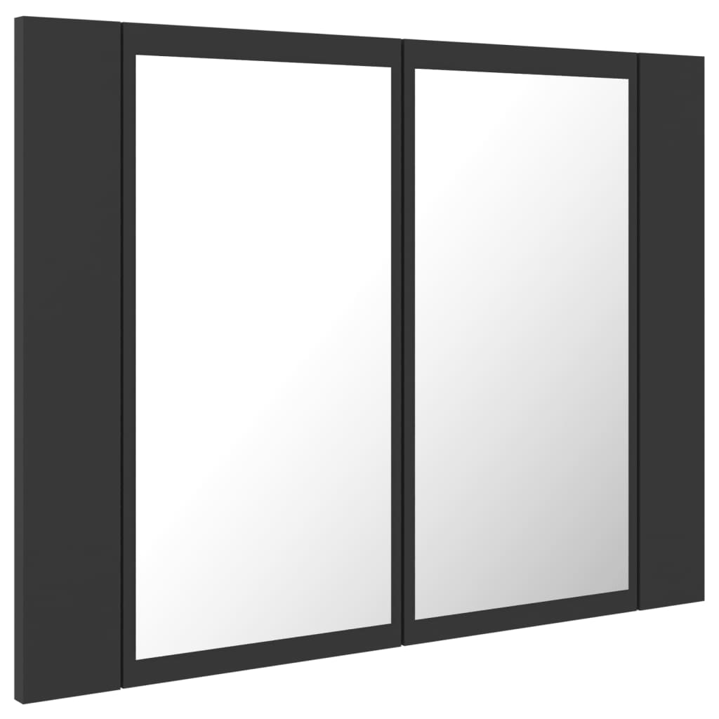 vidaXL LED Bathroom Mirror Cabinet Grey 60x12x45 cm Acrylic