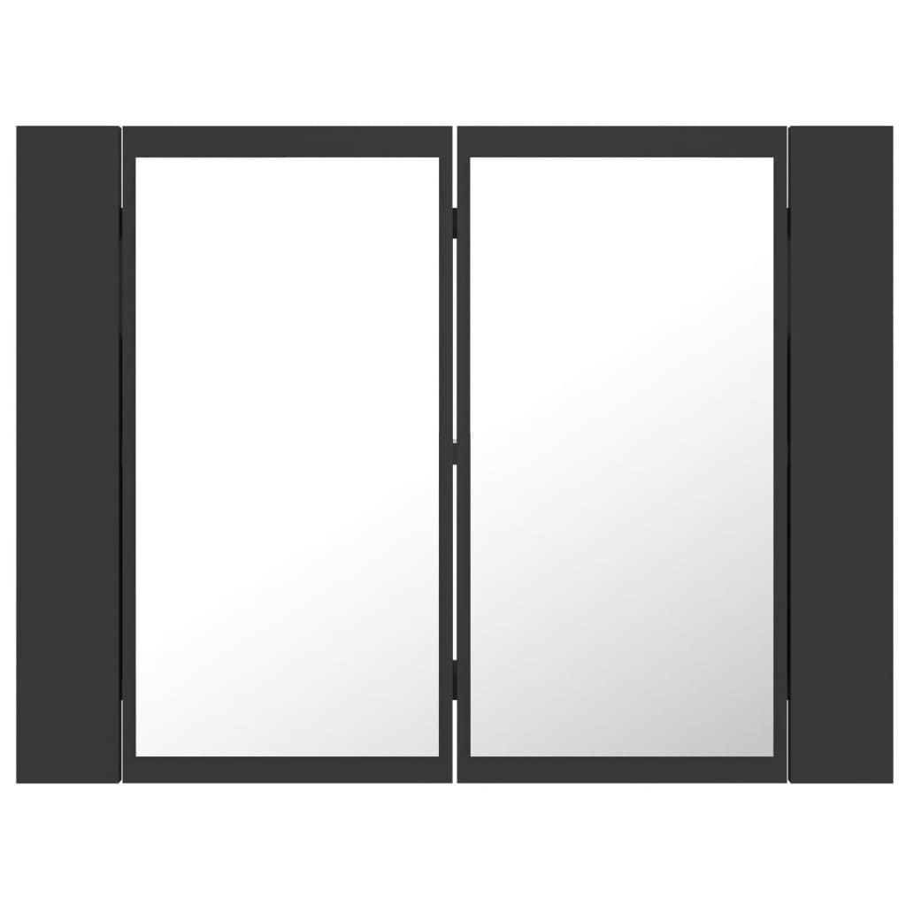 vidaXL LED Bathroom Mirror Cabinet Grey 60x12x45 cm Acrylic