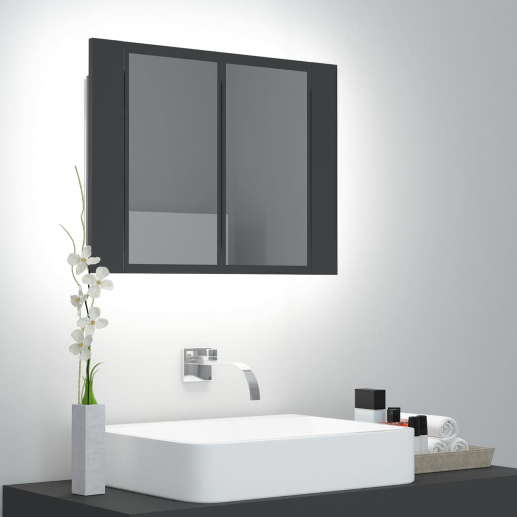 vidaXL LED Bathroom Mirror Cabinet Grey 60x12x45 cm Acrylic